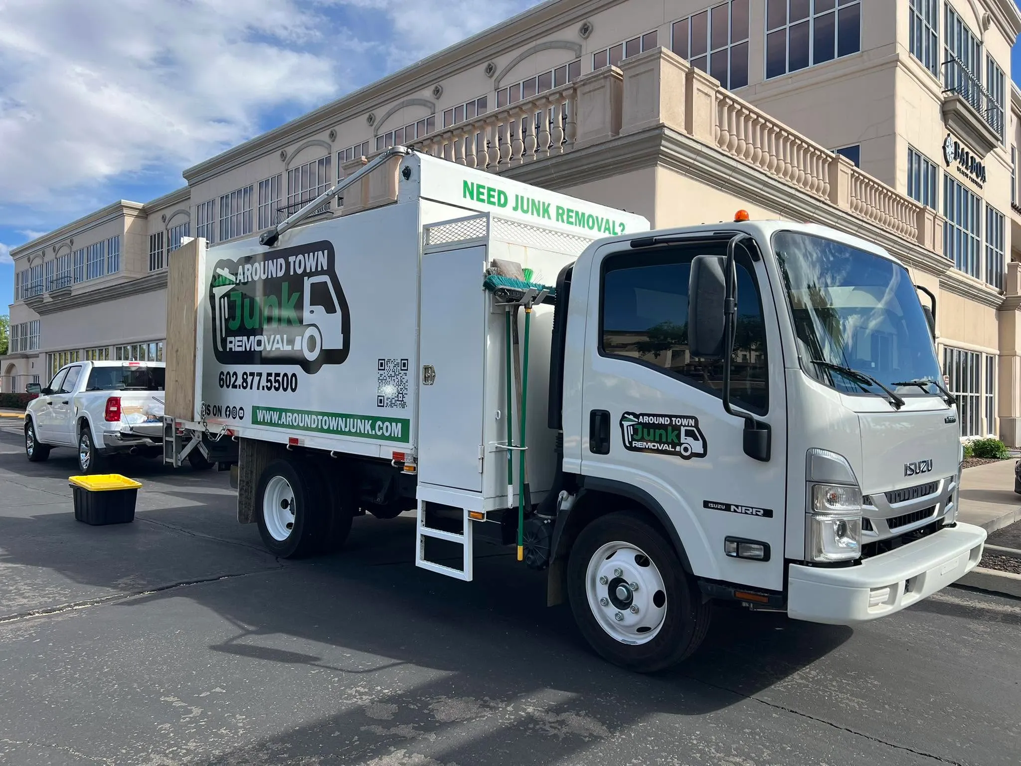 Around Town Junk Removal truck outside a Scottsdale office building